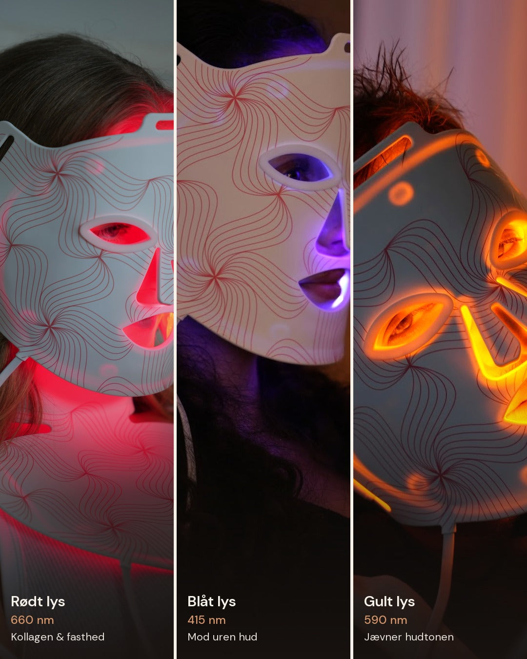 RødGlød LED-maske i brug